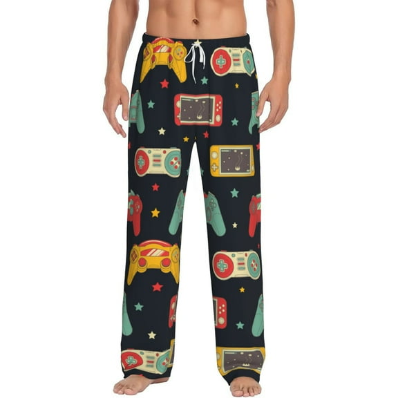 Hirioo Retro Video Game for Men's PJ Pajama Pants Sleep Pants Men's Home Trousers with Pockets,S-3XL-Large