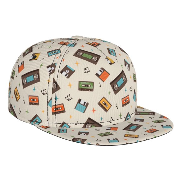 Hirioo Retro Vintage Tape for Baseball Cap Men Cap Flat Brim for Men Women Teens Adjustable Baseball Cap