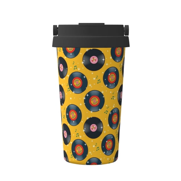 Hirioo Retro Vinyl Records for Coffee Travel Mug Insulated Coffee Mug with Lid