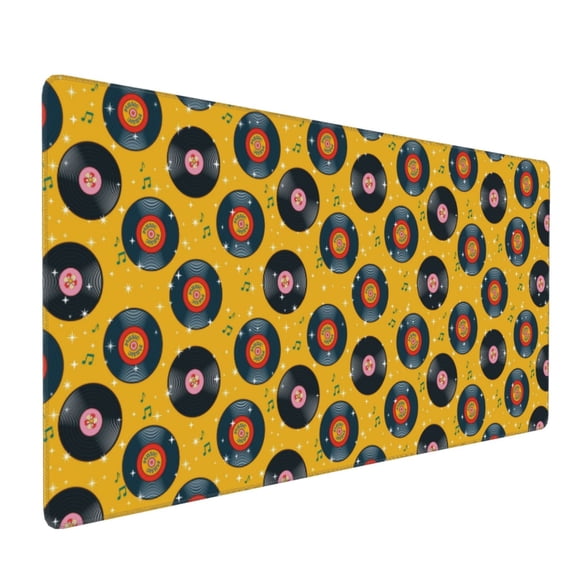 Hirioo Retro Vinyl Records for Mouse Pad ,Anti-Slip Base, Durable Stitched Edges, Perfect for Gaming, Office, and Home Use,16x35.5in