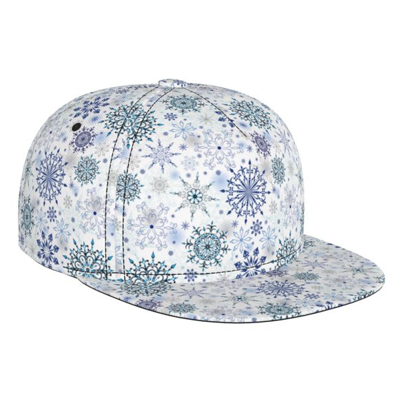 Hirioo Retro ice blue snowflakes for Baseball Cap Men Cap Flat Brim for Men Women Teens Adjustable Baseball Cap