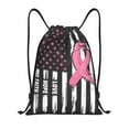 thumbnail image 1 of Hirioo Ribbon Breast Cancer Awareness Print Drawstring Backpack Bag Sport Versatile Sports Backpack for Gym, Travel, Swimming, Beach, 1 of 9