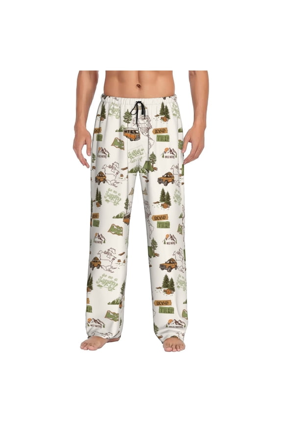 Road Trip for Men's PJ Pajama Pants Sleep Pants Men's Home Trousers with Pockets,S-3XL-3X-Large