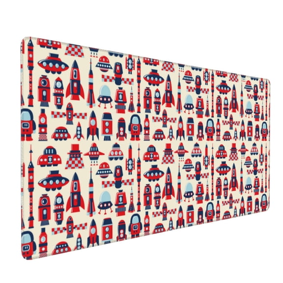 Hirioo Rocket Pattern for Mouse Pad ,Anti-Slip Base, Durable Stitched Edges, Perfect for Gaming, Office, and Home Use,16x35.5in