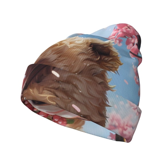 Hirioo Romantic Floral Bear for Men's Knit Cuffed Beanie for Outdoor Activities Unisex