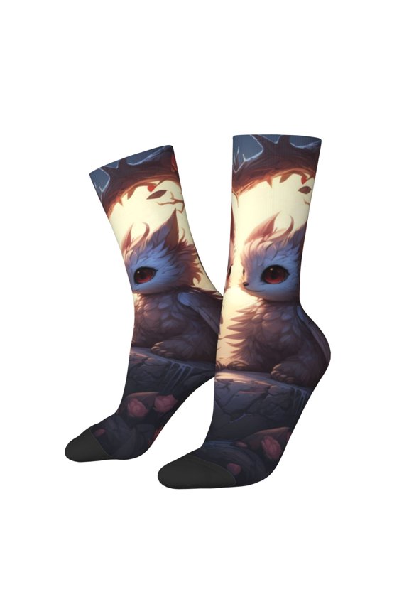 Romantic Rose Animal Couple Pattern Adult Middle Tube Socks Breathable Sock Non-Pilling,Contrasting Color Design