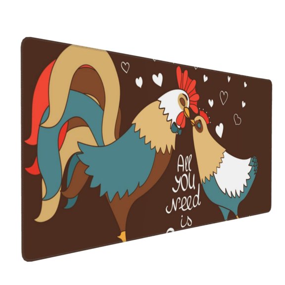 Hirioo Rooster And Chicken for Mouse Pad ,Anti-Slip Base, Durable Stitched Edges, Perfect for Gaming, Office, and Home Use,16x35.5in