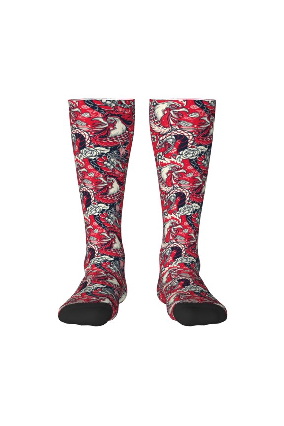 Rooster Head for Adult Stockings Breathable Sock Non-Pilling,Contrasting Color Design