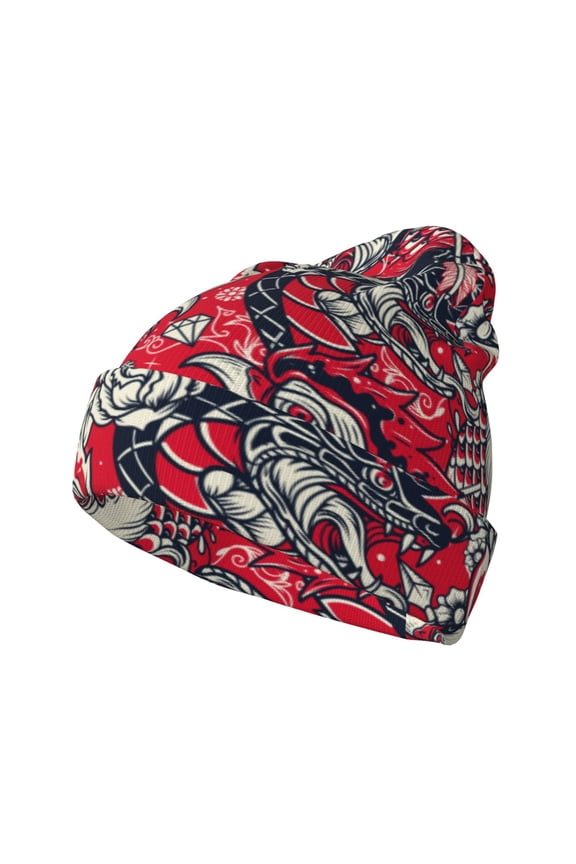 Rooster Head for Men's Knit Cuffed Beanie for Outdoor Activities Unisex