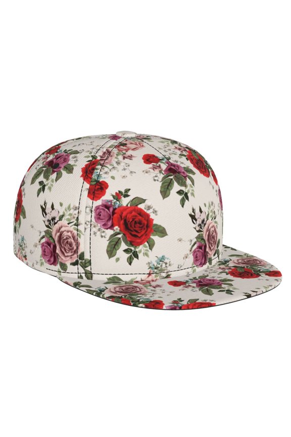 Rose Flowers for Baseball Cap Men Cap Flat Brim for Men Women Teens Adjustable Baseball Cap