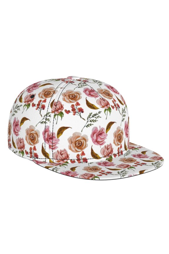 Rose Flowers for Baseball Cap Men Cap Flat Brim for Men Women Teens Adjustable Baseball Cap