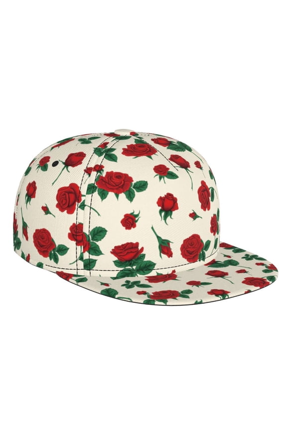 Rose Flowers for Baseball Cap Men Cap Flat Brim for Men Women Teens Adjustable Baseball Cap