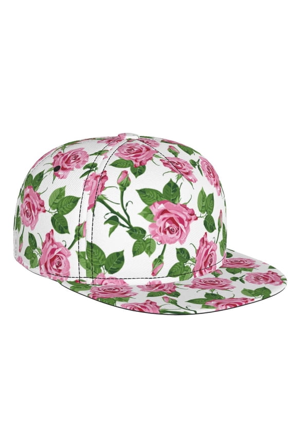 Rose Flowers for Baseball Cap Men Cap Flat Brim for Men Women Teens Adjustable Baseball Cap