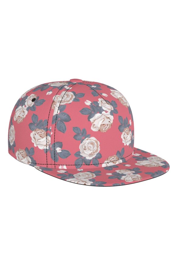 Rose Flowers for Baseball Cap Men Cap Flat Brim for Men Women Teens Adjustable Baseball Cap