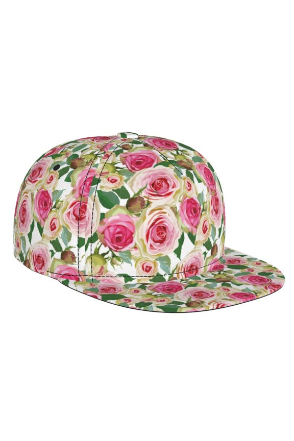 Rose Flowers for Baseball Cap Men Cap Flat Brim for Men Women Teens Adjustable Baseball Cap