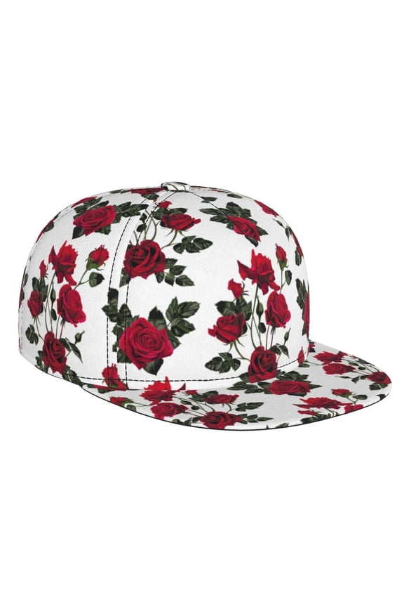Rose Flowers for Baseball Cap Men Cap Flat Brim for Men Women Teens Adjustable Baseball Cap