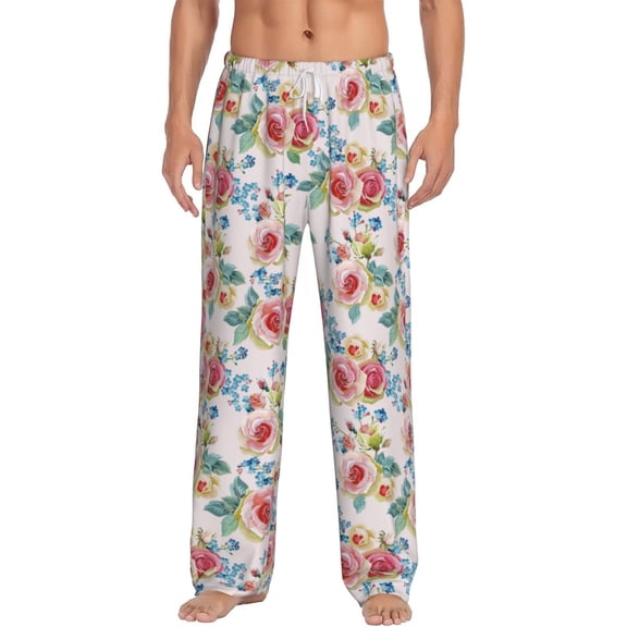 Hirioo Rose Flowers for Women's PJ Pajama Pants Sleep Pants Women's Home Trousers with Pockets,S-3XL-Medium