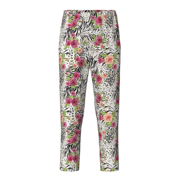 Hirioo Roses Mixed Zebra for Teenagers' Pajama Pants Womens Lounge Pants with Pockets Pj Bottoms Pants for Men-Medium