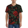thumbnail image 1 of Hirioo Roses for Men's Baseball T-shirt Shirts Short Sleeve Casual Summer Button Stretch T Shirts,Size S-4XL-4X-Large, 1 of 7