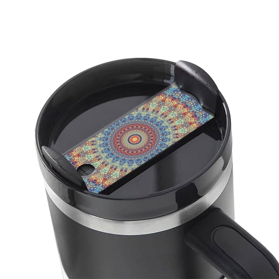 Hirioo Round Mandala for Stanley Cup Lid Nameplate Personalized Acrylic Nameplate Tumbler Lid Topper(30oz , 40oz)