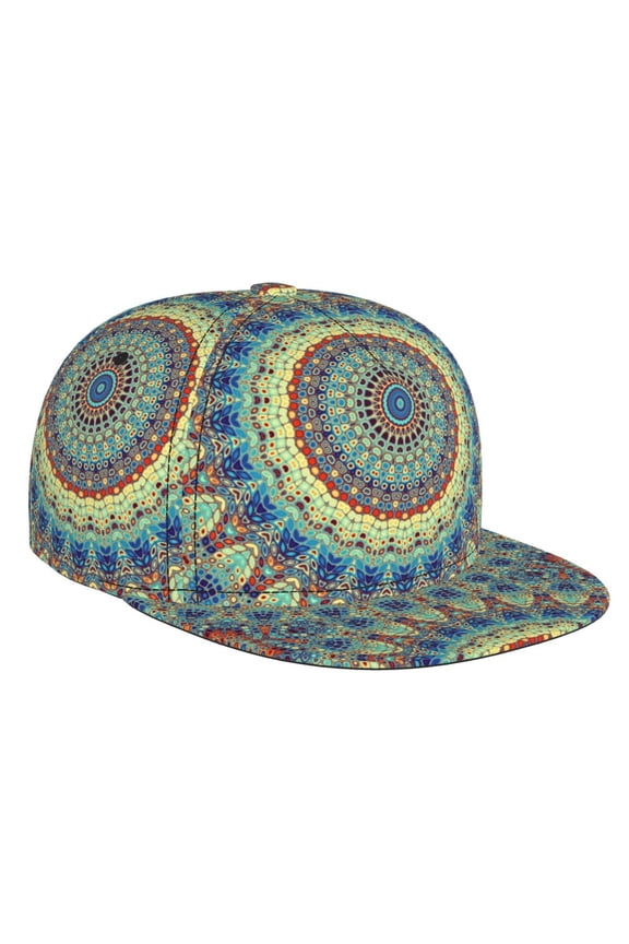 Round Mandala1 for Baseball Cap Men Cap Flat Brim for Men Women Teens Adjustable Baseball Cap