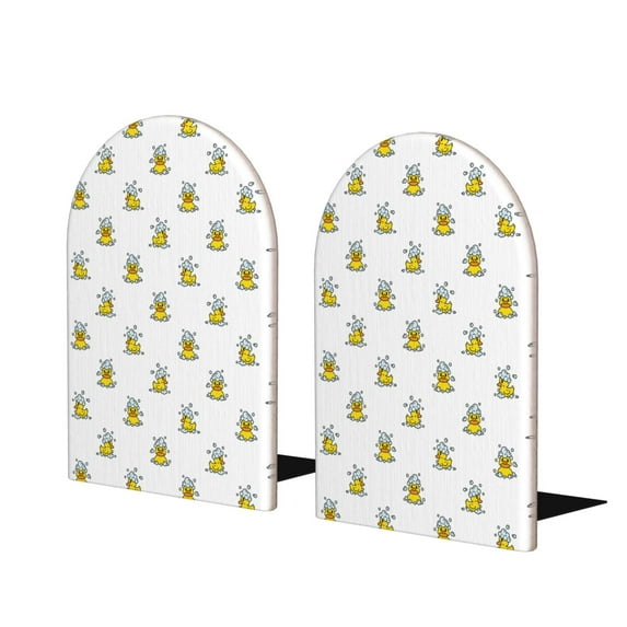 Hirioo Rubber Duck Showe for Bookends Decorative Bookends for Shelves for Home or Office, Non-Slip Base