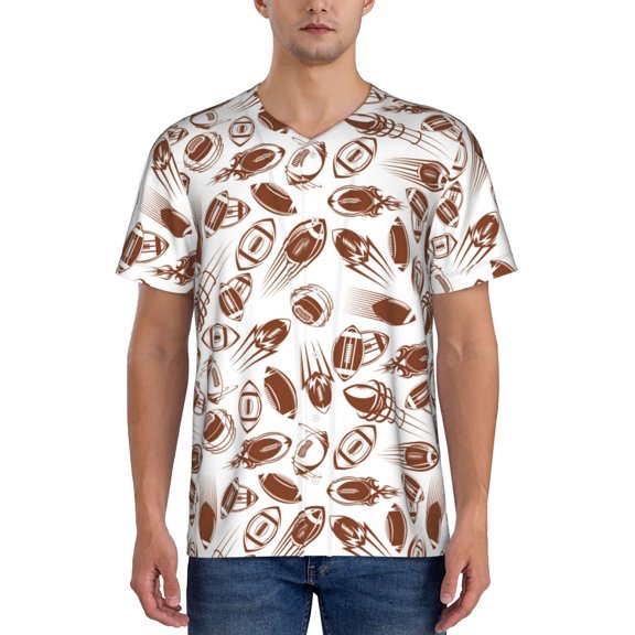 Hirioo Rugby Style for Men's Baseball T-shirt Shirts Short Sleeve Casual Summer Button Stretch T Shirts,Size S-4XL-