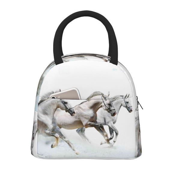 Hirioo Running White Horses for Eco-friendly Lunch Box,Leakproof Lunch Box for School, Work, Travel, and Picnics,Perfect for Meal Prep