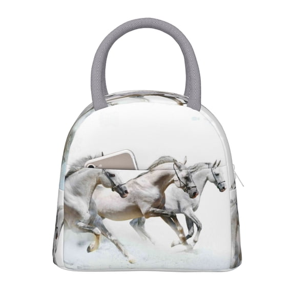 Hirioo Running White Horses for Eco-friendly Lunch Box,Leakproof Lunch Box for School, Work, Travel, and Picnics,Perfect for Meal Prep