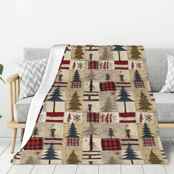 Hirioo Rustic Plaid Forest Lodge for Flannel Blanket, Cozy and Warm Throw for Bed or Couch ,Perfect for All Seasons-80"x60"