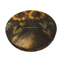 Hirioo Rustic Sunflower Bouquet for Round Bar Stool Seat Covers Washable Stool Cushion Slipcover Elastic Bar Chair Covers for 12-14 Inch Chair-12 inch