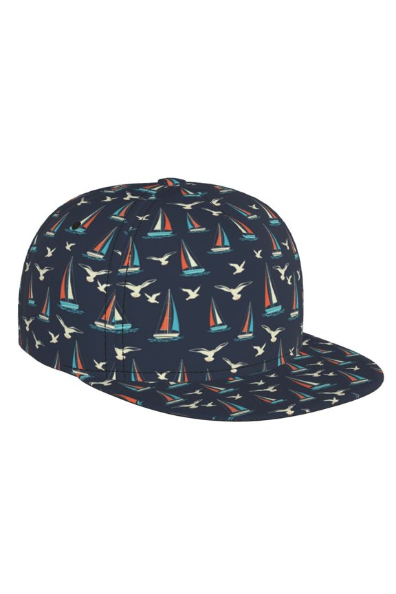Sailboat And Seagull for Baseball Cap Men Cap Flat Brim for Men Women Teens Adjustable Baseball Cap