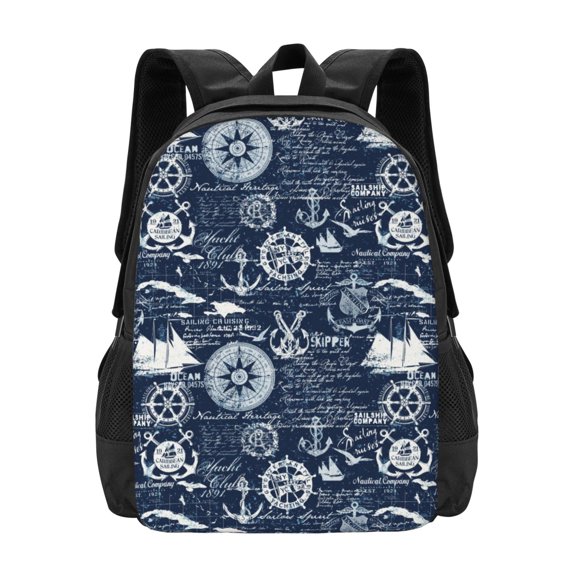 Hirioo Sailing Cruises Nautical for Minimalist Backpack Large Capacity Backpack Travel Backpack For School