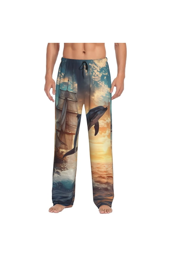 Sailing Dancing Dolphin for Women's PJ Pajama Pants Sleep Pants Women's Home Trousers with Pockets,S-3XL-XX-Large