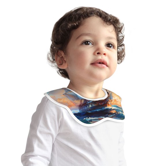 Hirioo Sailing Ship Ocean Sunset for Baby Cotton Petal Bib Drool Bibs for Baby Boy Unisex