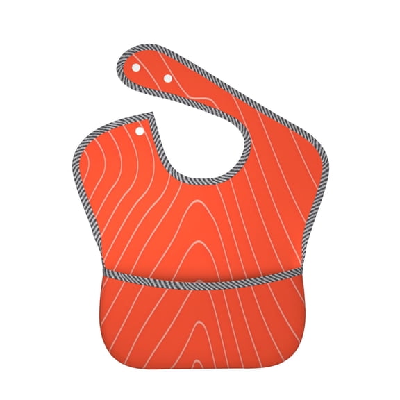 Hirioo Salmon Fish Meat for Baby Waterproof Pocket Bib Adjustable Closed for Babies Toddlers with Large Pocket 6-24Months