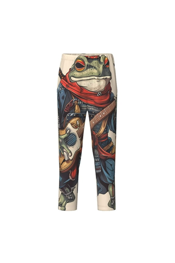 Samurai Frog Guitar for Teenagers' Pajama Pants Womens Lounge Pants with Pockets Pj Bottoms Pants for Men-XS(5-6)