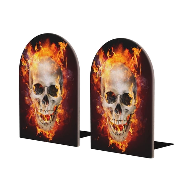 Hirioo Satanic Skull for Bookends Decorative Bookends for Shelves for Home or Office, Non-Slip Base