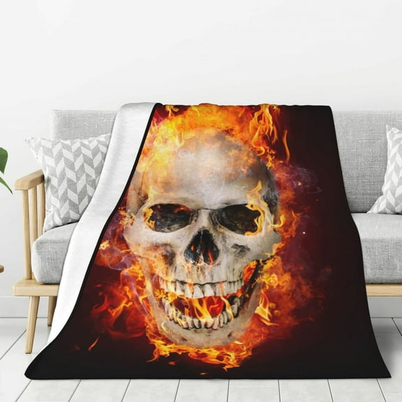 Hirioo Satanic Skull for Flannel Blanket, Cozy and Warm Throw for Bed or Couch ,Perfect for All Seasons-40"x30"