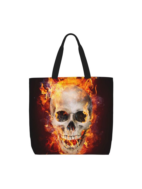 Satanic Skull for Tote Bag for Women, Quilted Shoulder Bag with Zipper, Large Capacity Handbags for Casual, Travel, Work