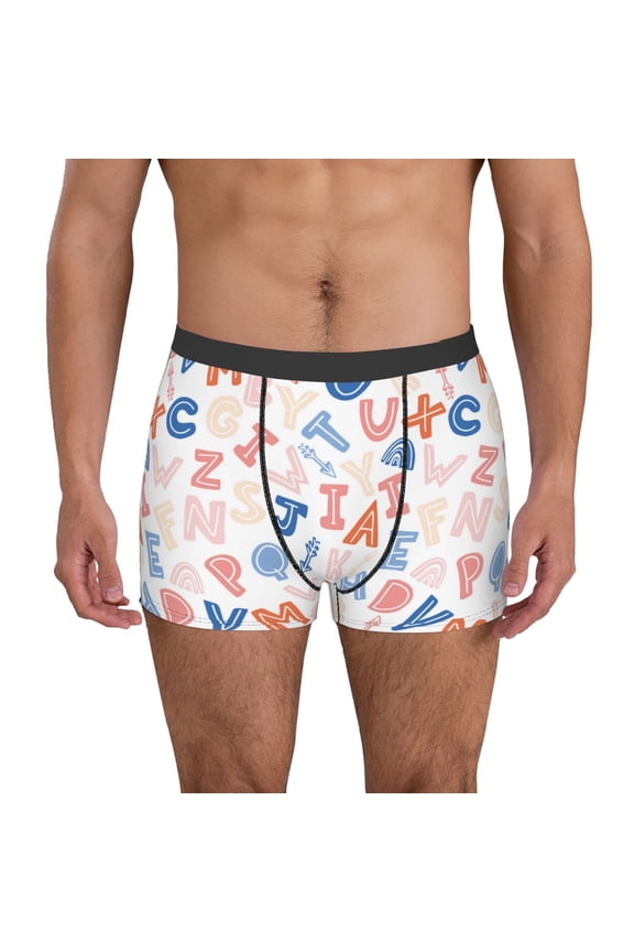 Scandinavian Alphabet for Men's Boxer Briefs Men Cotton Underwear Boxer Briefs Panties-Large