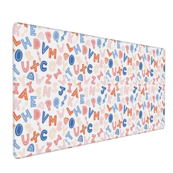 Hirioo Scandinavian Alphabet for Mouse Pad ,Anti-Slip Base, Durable Stitched Edges, Perfect for Gaming, Office, and Home Use,16x35.5in