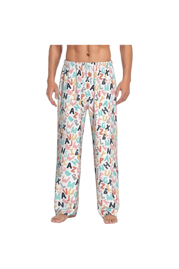 Scandinavian Alphabet1 for Women's PJ Pajama Pants Sleep Pants Women's Home Trousers with Pockets,S-3XL-XX-Large