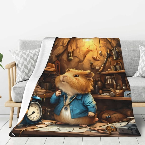 Hirioo Scientist Guinea Pig for Flannel Blanket, Cozy and Warm Throw for Bed or Couch ,Perfect for All Seasons-50"x40"