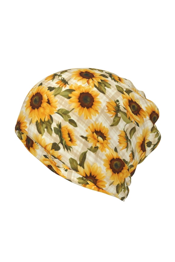 Scottish Plaid Sunflower for Multifunction Beanie Hat for Men and Women Unisex for Winter Sports, Outdoor Activities, and Daily Wear