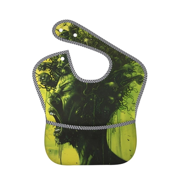 Hirioo Screaming Horror Art for Baby Waterproof Pocket Bib Adjustable Closed for Babies Toddlers with Large Pocket 6-24Months