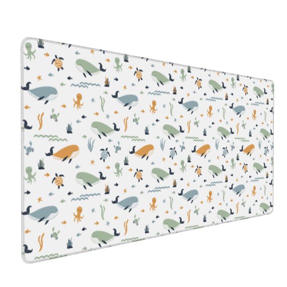 Hirioo Sea Creatures for Mouse Pad ,Anti-Slip Base, Durable Stitched Edges, Perfect for Gaming, Office, and Home Use,16x35.5in