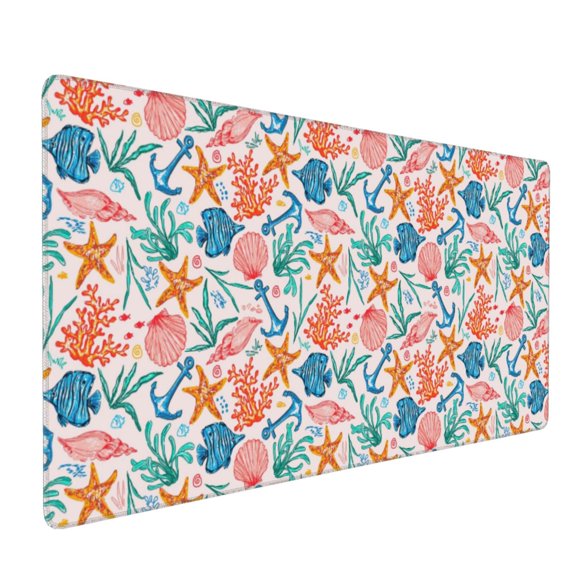 Hirioo Sea Creatures for Mouse Pad ,Anti-Slip Base, Durable Stitched Edges, Perfect for Gaming, Office, and Home Use,16x35.5in