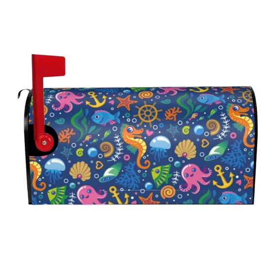 Hirioo Sea Fish for Magnetic, Waterproof Mailbox Cover,Perfect for Fall, Winter, Spring, and Summer Outdoor Decor-21x18 in