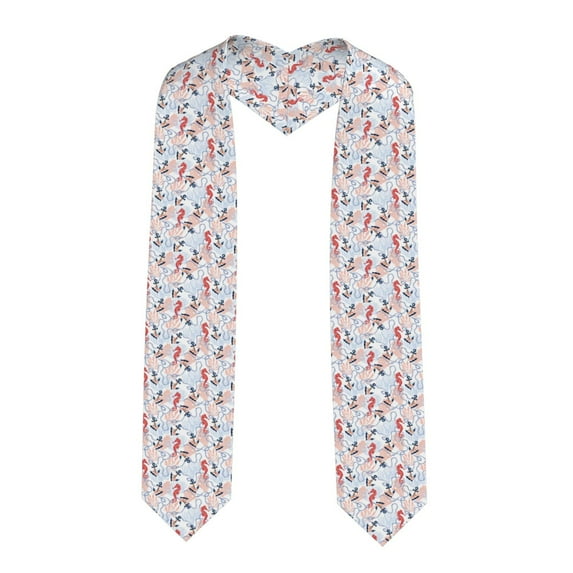 Hirioo Sea Horse And Corals for 72" Graduation Shawl Stole Unisex Adults Graduation Sash Honor Graduation Stole for High School and College-Sharp Corner